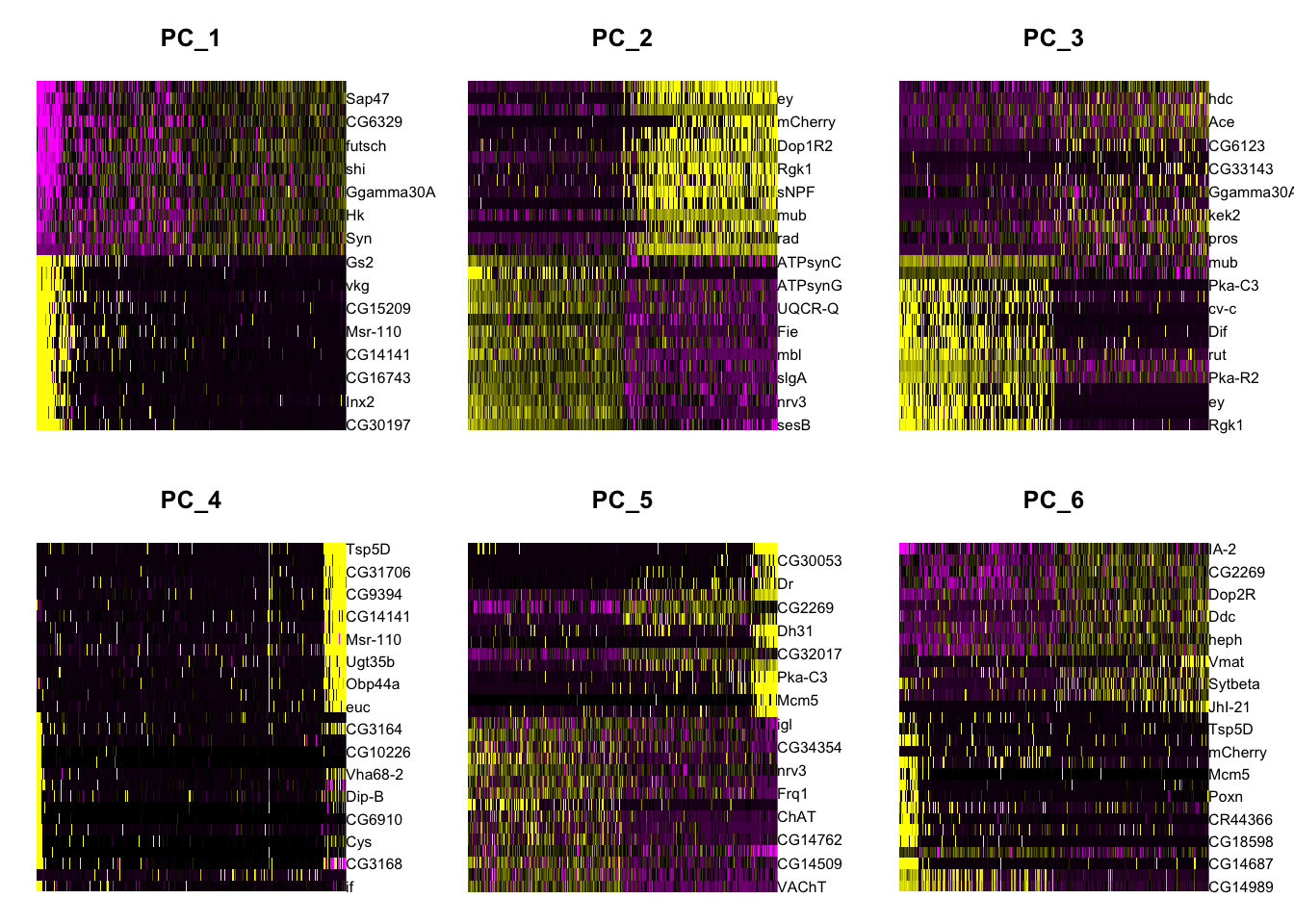 PCA heatmap plots